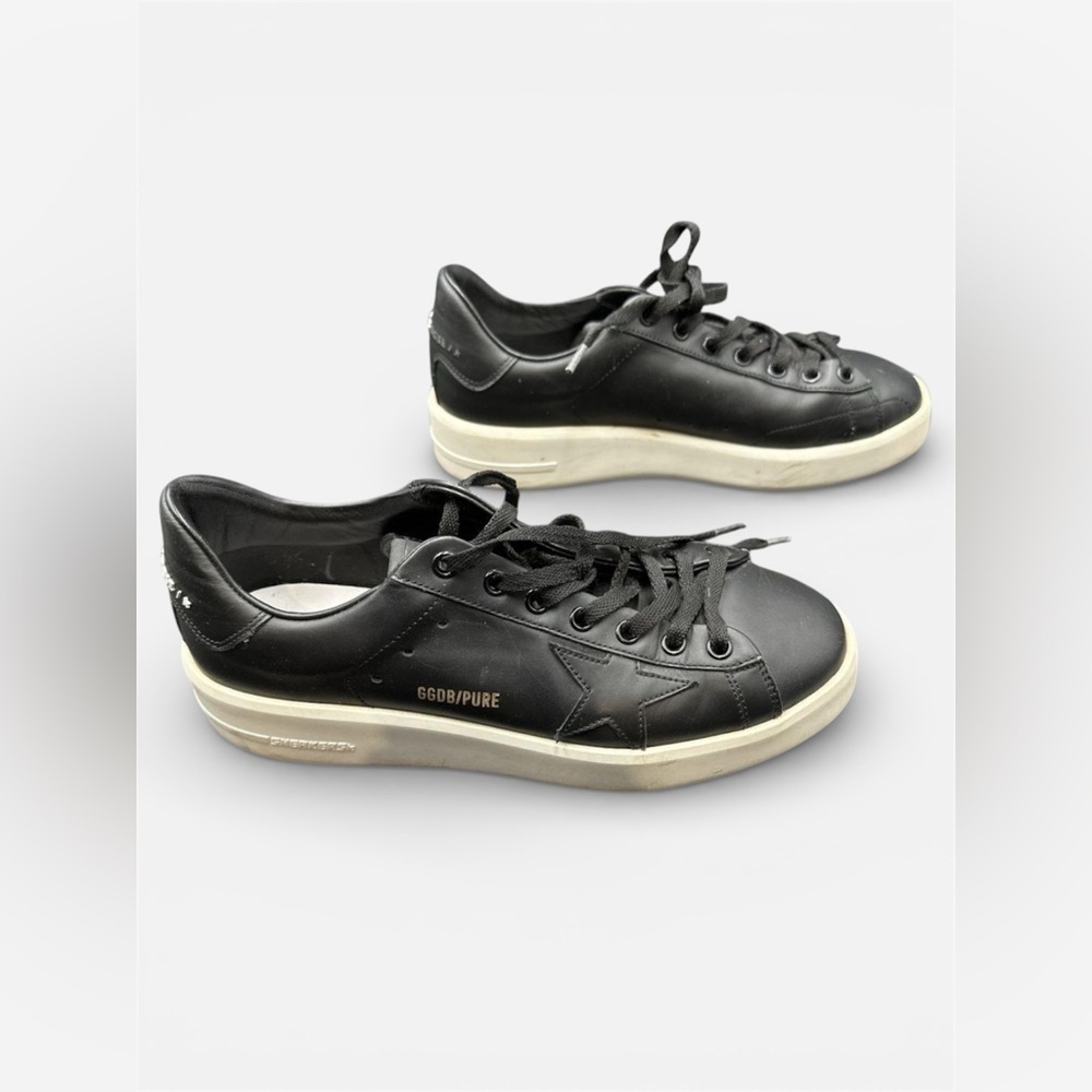 Golden Goose Pure-Star Womens Size EU 33 US 6.5-7 Black Leather Sneakers